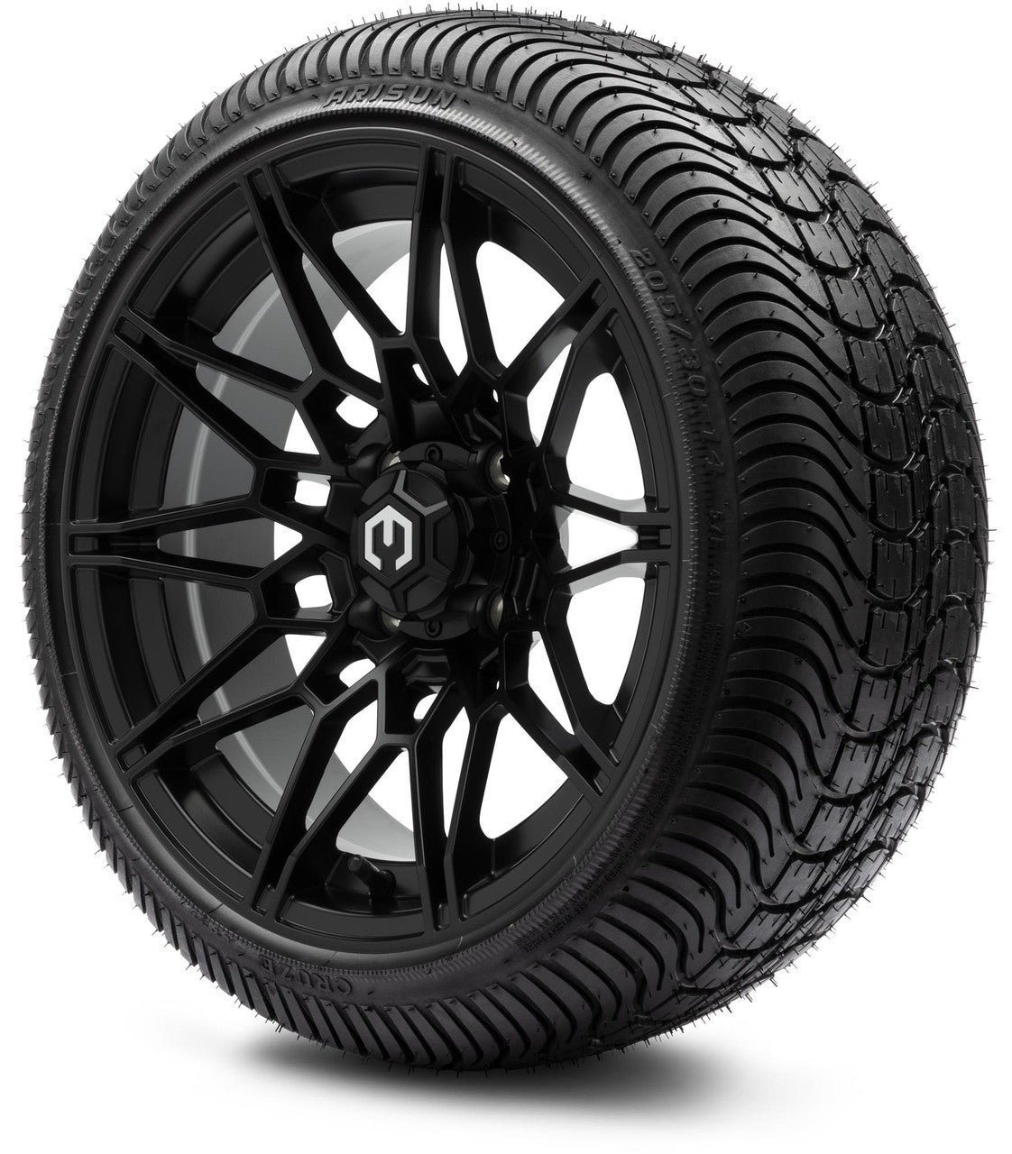 MODZ® 14" Galaxy Matte Black Wheels & Street Tires Combo (MODZ Street Fox Radial 205/40-14)