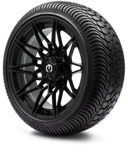 MODZ® 14" Galaxy Matte Black Wheels & Street Tires Combo (MODZ Street Fox Radial 205/40-14)
