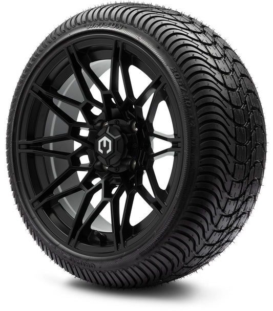 MODZ® 14" Galaxy Matte Black Wheels & Street Tires Combo (Arisun Cruze 205/30-14)