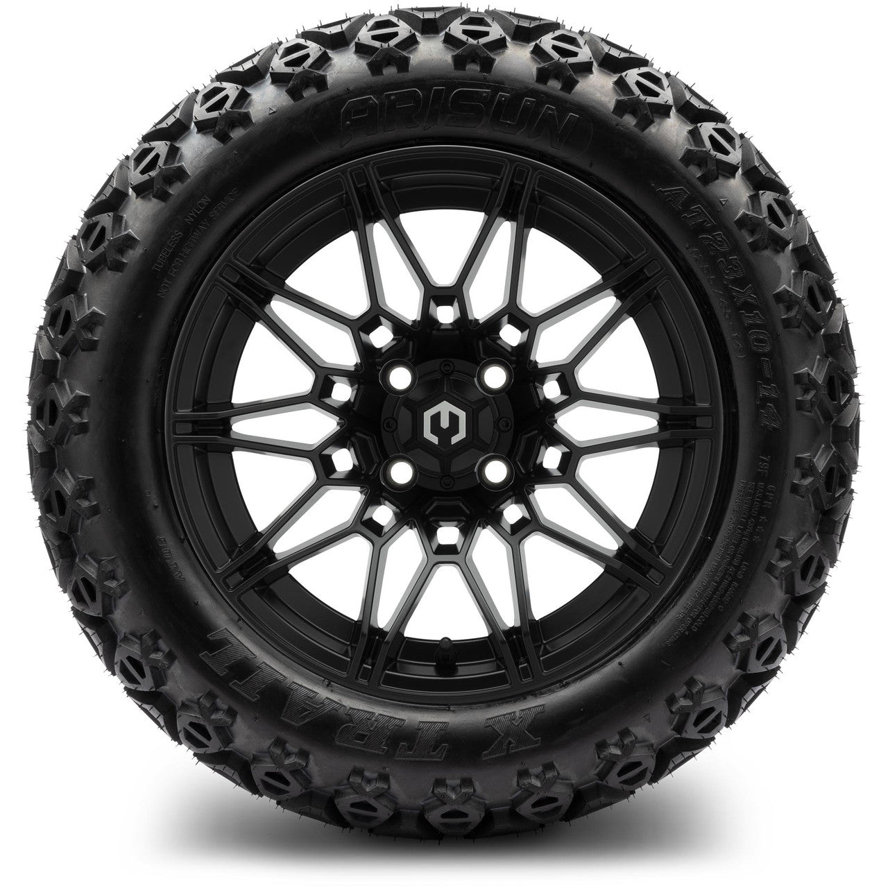 MODZ® 14" Galaxy Matte Black Wheels & Off-Road Tires Combo (Arisun X-Trail All-Terrain 23x10-14)