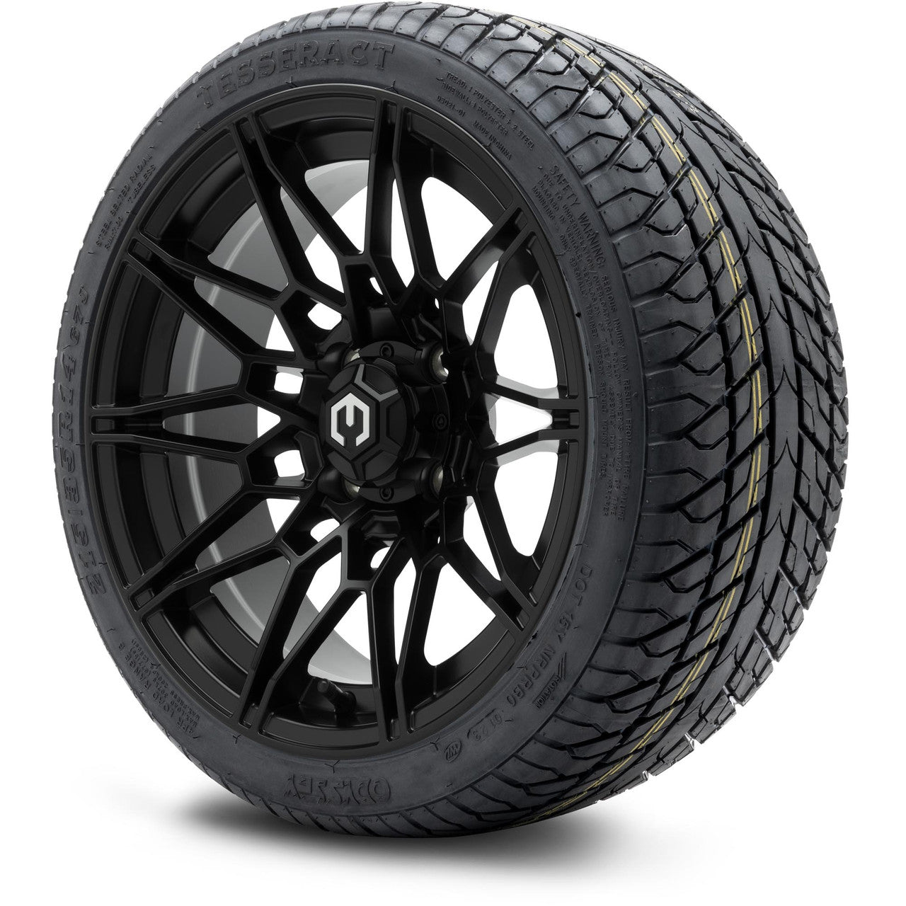 MODZ® 14" Galaxy Matte Black Wheels & Street Tires Combo (Odyssey Tesseract Steel Belted Radial 215/35-14)