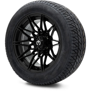 MODZ® 14" Galaxy Matte Black Wheels & Street Tires Combo (Odyssey Tesseract Steel Belted Radial 215/50-14)