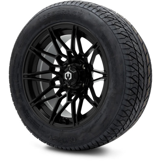 MODZ® 14" Galaxy Matte Black Wheels & Street Tires Combo (Odyssey Tesseract Steel Belted Radial 215/50-14)