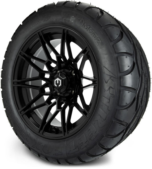 MODZ® 14" Galaxy Matte Black Wheels & Street Tires Combo (MODZ Street Fox Radial 23x10-14)