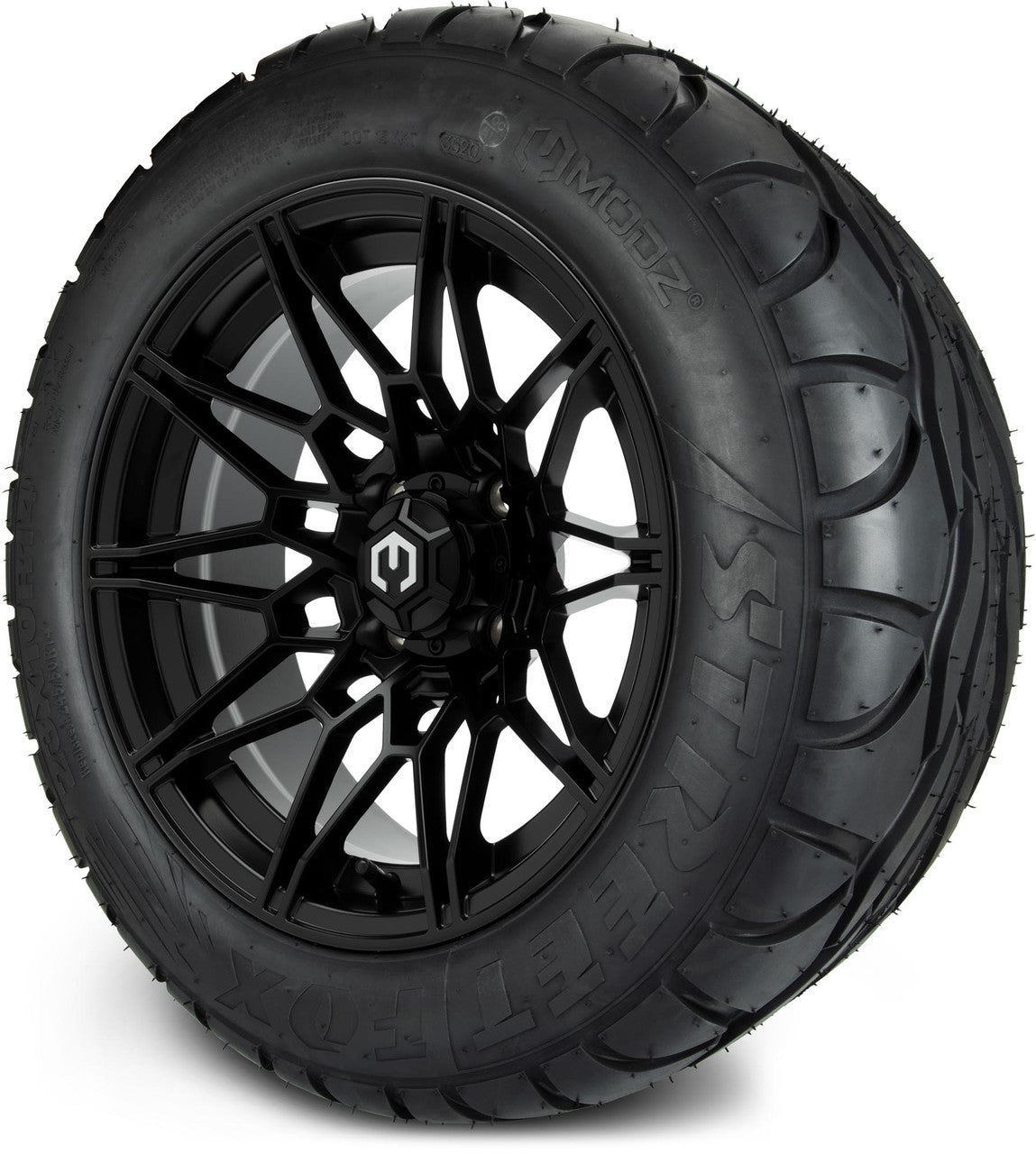 MODZ® 14" Galaxy Matte Black Wheels & Street Tires Combo (MODZ Street Fox Radial 205/40-14)