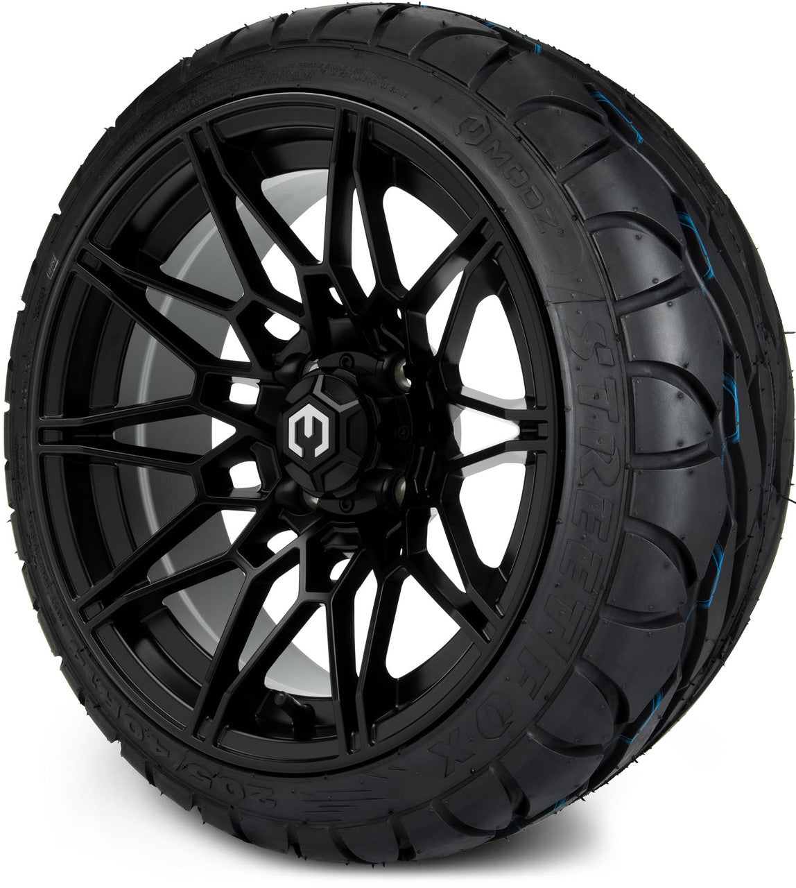 MODZ® 14" Galaxy Matte Black Wheels & Street Tires Combo (MODZ Street Fox Radial 23x10-14)