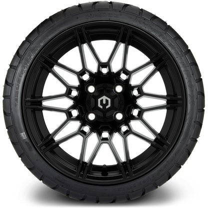 MODZ® 14" Galaxy Matte Black Wheels & Street Tires Combo (Arisun Cruze 205/30-14)