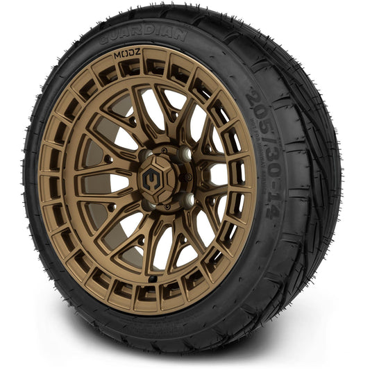 MODZ® 14" Torrent Matte Bronze Wheels & Street Tires Combo (MODZ Guardian 205/30-14)