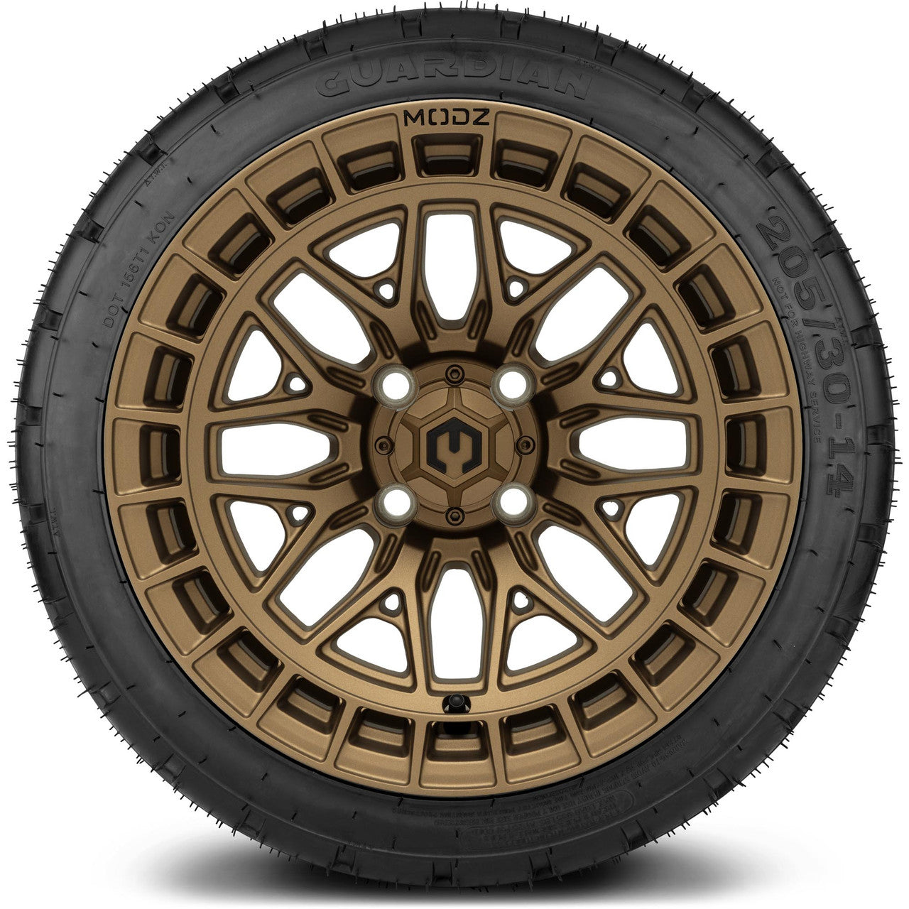 MODZ® 14" Torrent Matte Bronze Wheels & Street Tires Combo (MODZ Street Fox Radial 205/40-14)