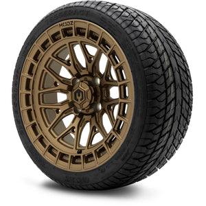 MODZ® 14" Torrent Matte Bronze Wheels & Street Tires Combo (Odyssey Tesseract Steel Belted Radial 215/35-14)