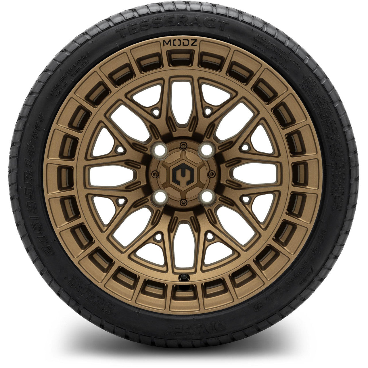 MODZ® 14" Torrent Matte Bronze Wheels & Street Tires Combo (Odyssey Tesseract Steel Belted Radial 215/35-14)