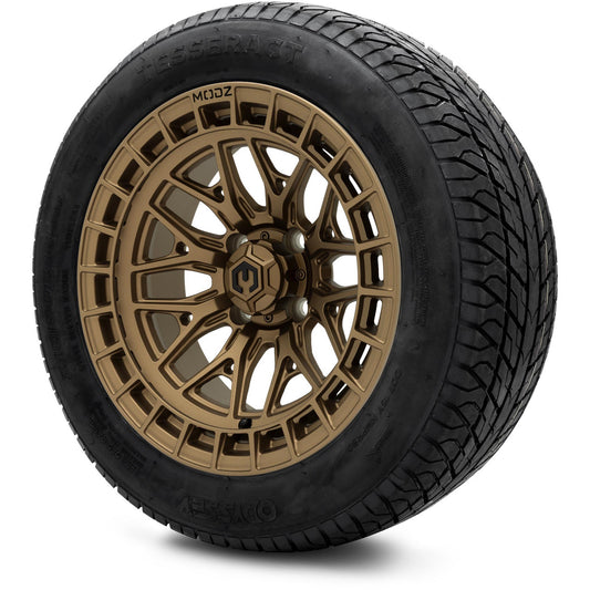 MODZ® 14" Torrent Matte Bronze Wheels & Street Tires Combo (Odyssey Tesseract Steel Belted Radial 215/50-14)