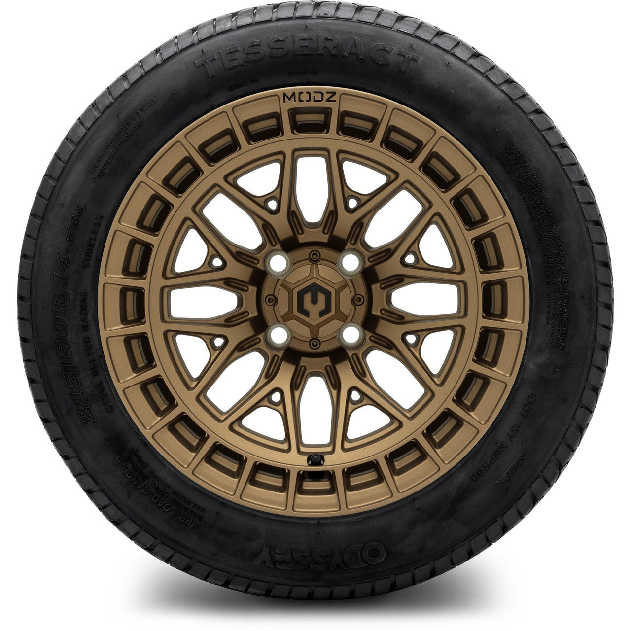 MODZ® 14" Torrent Matte Bronze Wheels & Street Tires Combo (Odyssey Tesseract Steel Belted Radial 215/35-14)