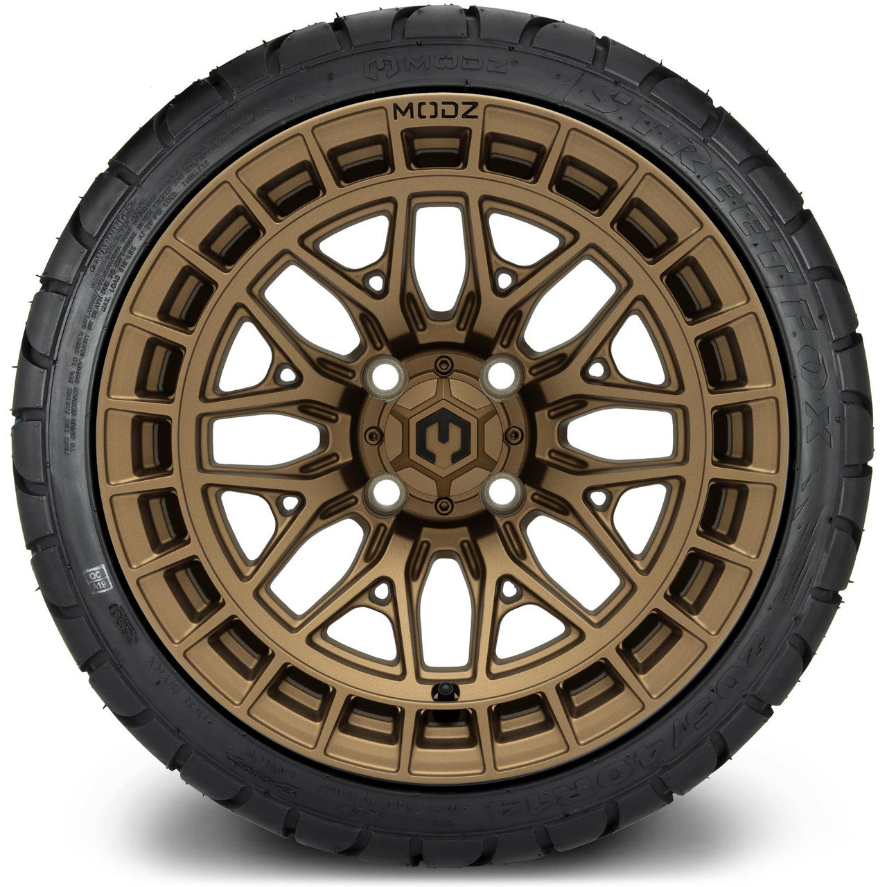 MODZ® 14" Torrent Matte Bronze Wheels & Street Tires Combo (MODZ Street Fox Radial 205/40-14)