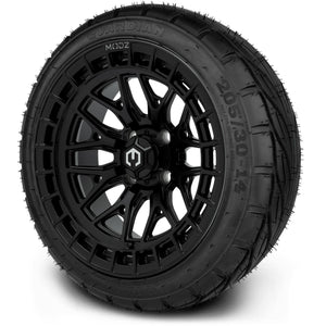 MODZ® 14" Torrent Matte Black Wheels & Street Tires Combo (MODZ Guardian 205/30-14)