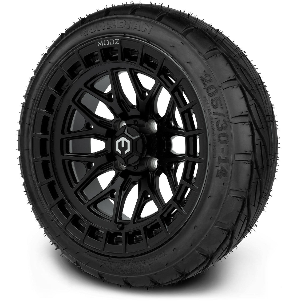 MODZ® 14" Torrent Matte Black Wheels & Street Tires Combo (MODZ Street Fox Radial 205/40-14)