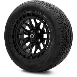 MODZ® 14" Torrent Matte Black Wheels & Street Tires Combo (Odyssey Tesseract Steel Belted Radial 215/50-14)