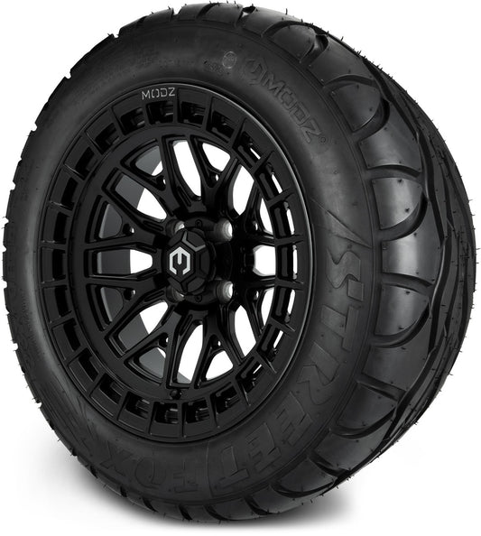 MODZ® 14" Torrent Matte Black Wheels & Street Tires Combo (MODZ Street Fox Radial 23x10-14)