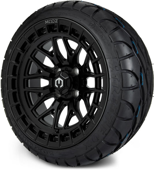 MODZ® 14" Torrent Matte Black Wheels & Street Tires Combo (MODZ Street Fox Radial 205/40-14)