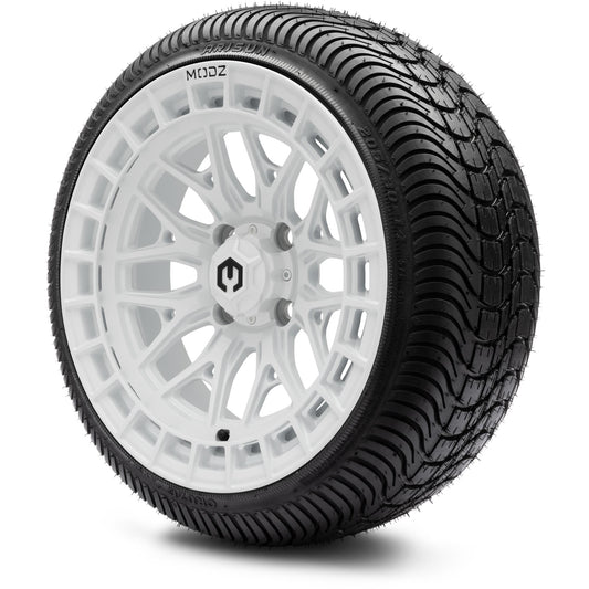 MODZ® 14" Torrent Glossy White Wheels & Street Tires Combo (Arisun X-Sport 205/30-14)