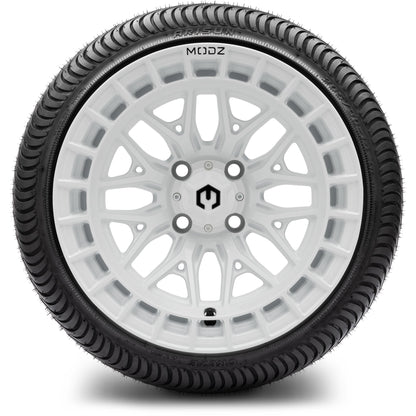 MODZ® 14" Torrent Glossy White Wheels & Street Tires Combo (Arisun X-Sport 205/30-14)