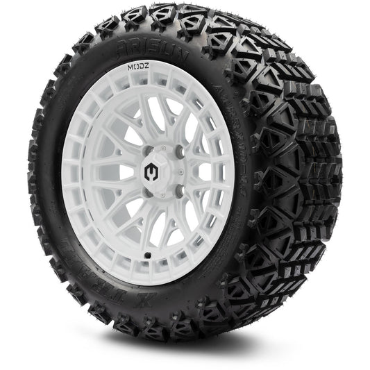 MODZ® 14" Torrent Glossy White Wheels & Off-Road Tires Combo (Arisun X-Trail All-Terrain 23x10-14)