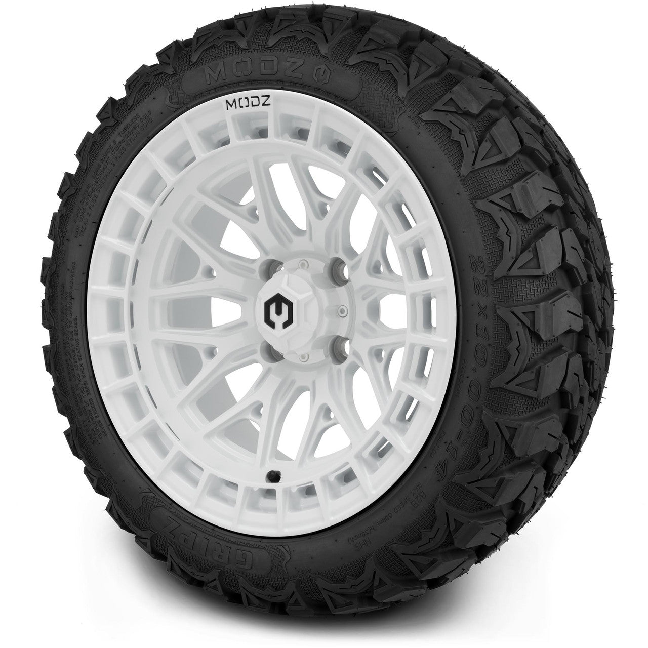 MODZ® 14" Torrent Glossy White Wheels & Off-Road Tires Combo (Arisun X-Trail All-Terrain 23x10-14)