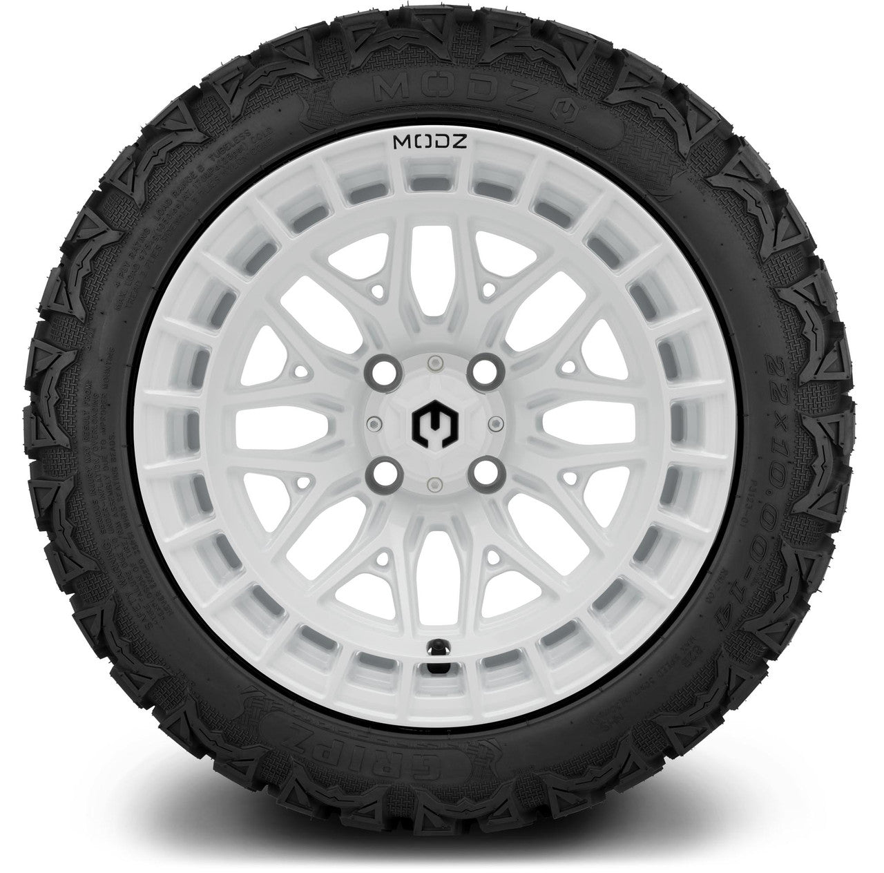 MODZ® 14" Torrent Glossy White Wheels & Off-Road Tires Combo (Arisun X-Armory All-Terrain 23x10-14 Radial)