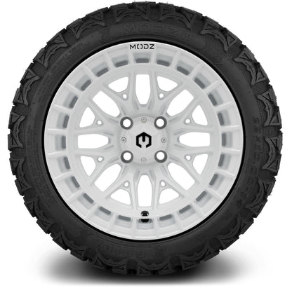 MODZ® 14" Torrent Glossy White Wheels & Off-Road Tires Combo (Xcomp Gladiator 23-10-14 Radial)