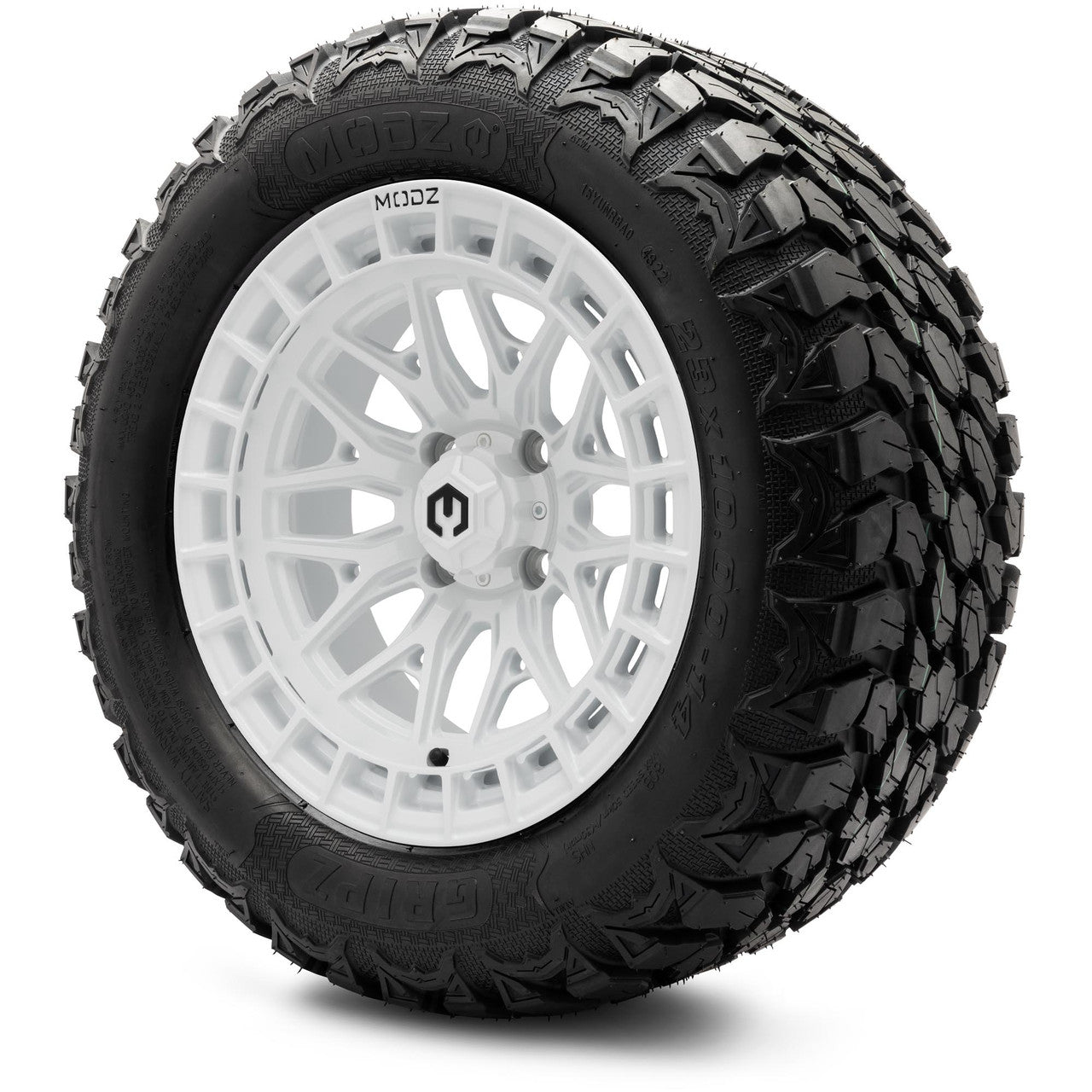 MODZ® 14" Torrent Glossy White Wheels & Off-Road Tires Combo (Xcomp Gladiator 23-10-14 Radial)