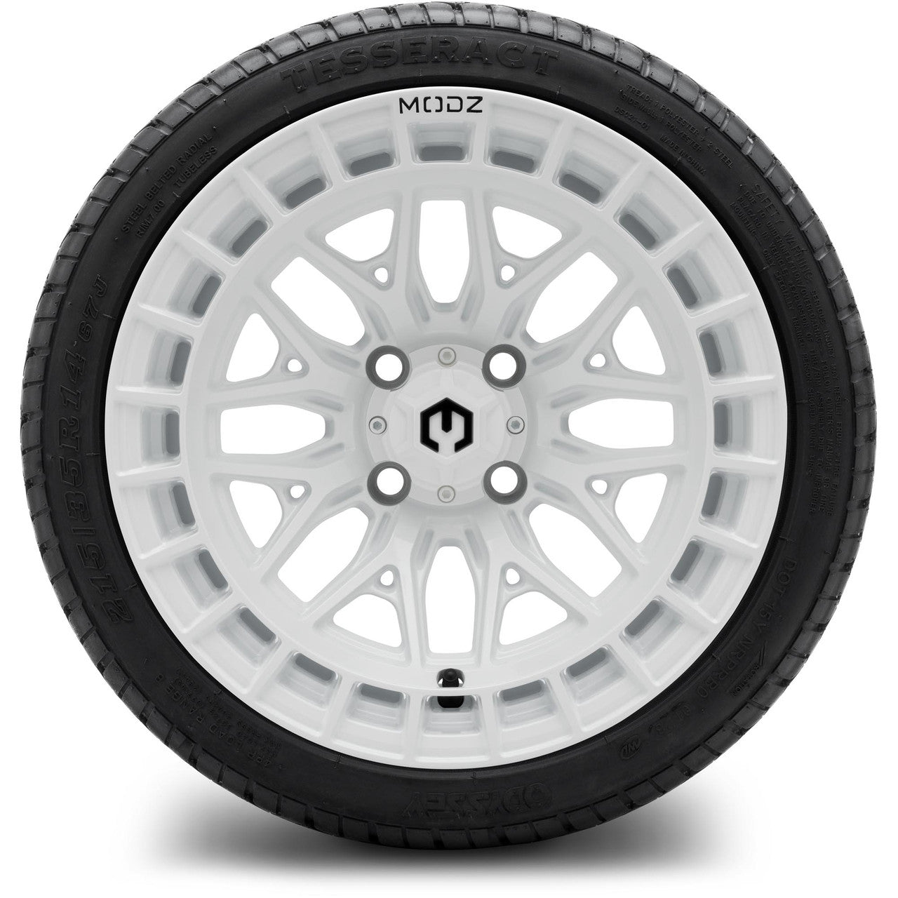 MODZ® 14" Torrent Glossy White Wheels & Street Tires Combo (MODZ Street Fox Radial 23x10-14)
