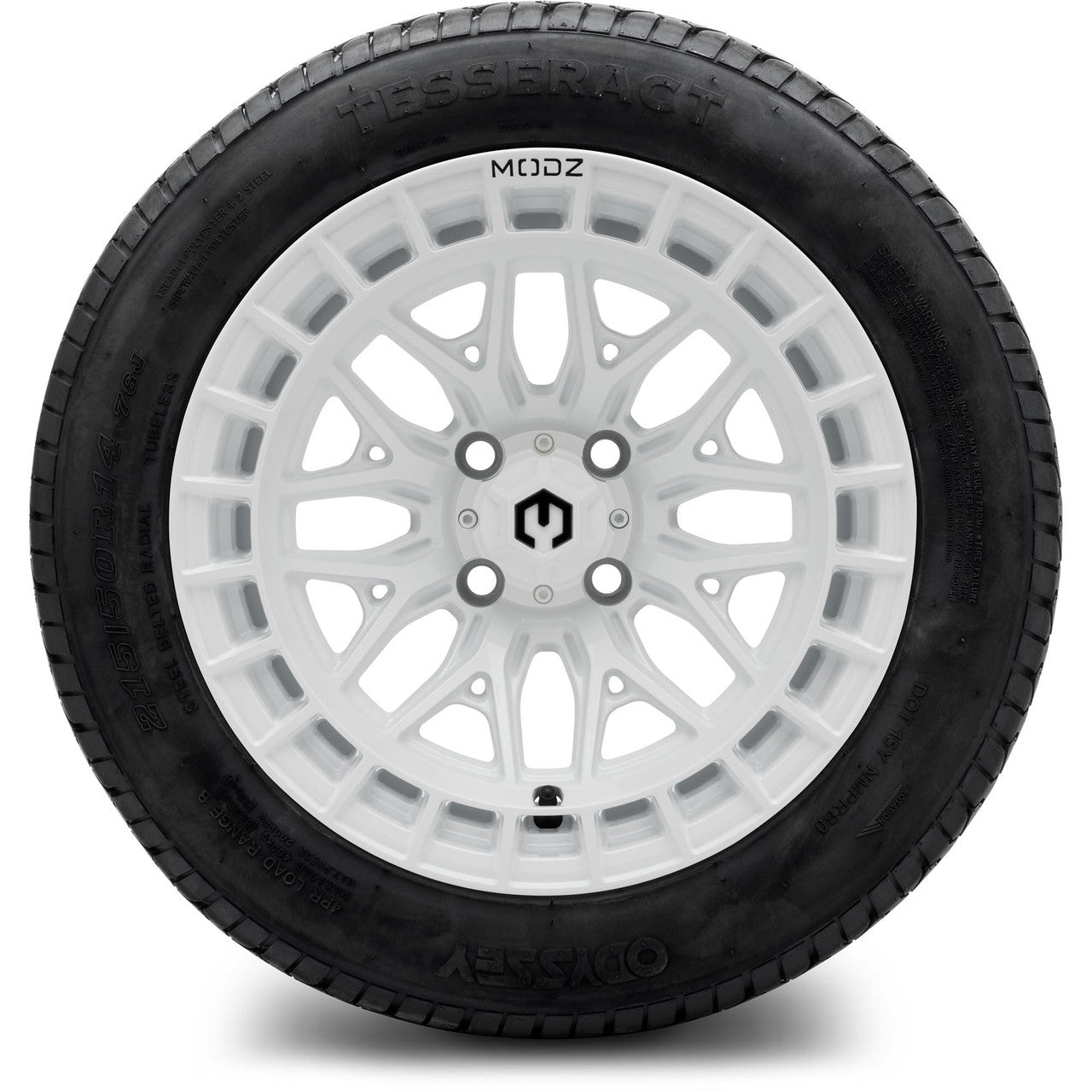 MODZ® 14" Torrent Glossy White Wheels & Street Tires Combo (MODZ Street Fox Radial 205/40-14)