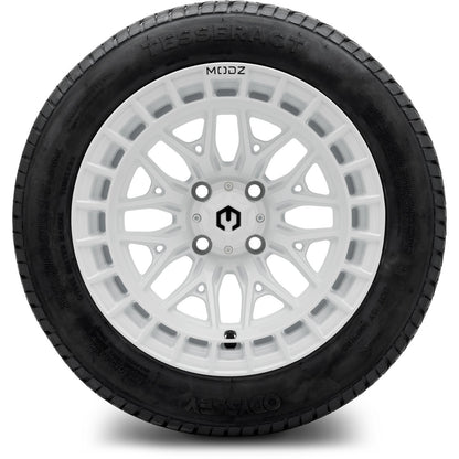 MODZ® 14" Torrent Glossy White Wheels & Street Tires Combo (MODZ Street Fox Radial 205/40-14)