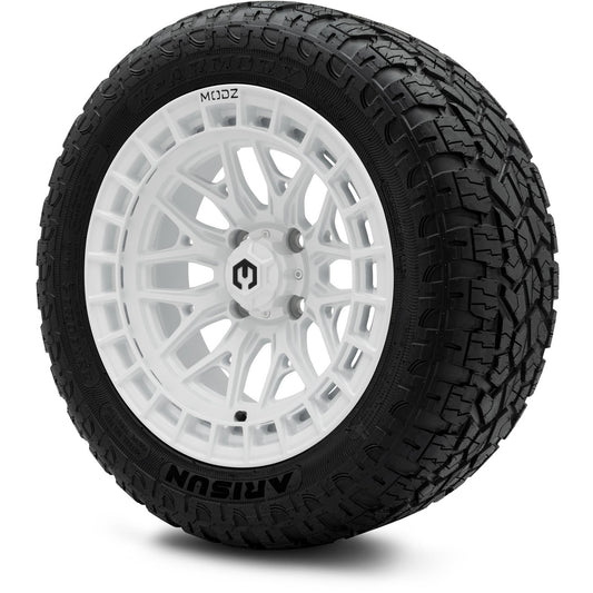 MODZ® 14" Torrent Glossy White Wheels & Off-Road Tires Combo (Arisun X-Armory All-Terrain 23x10-14 Radial)