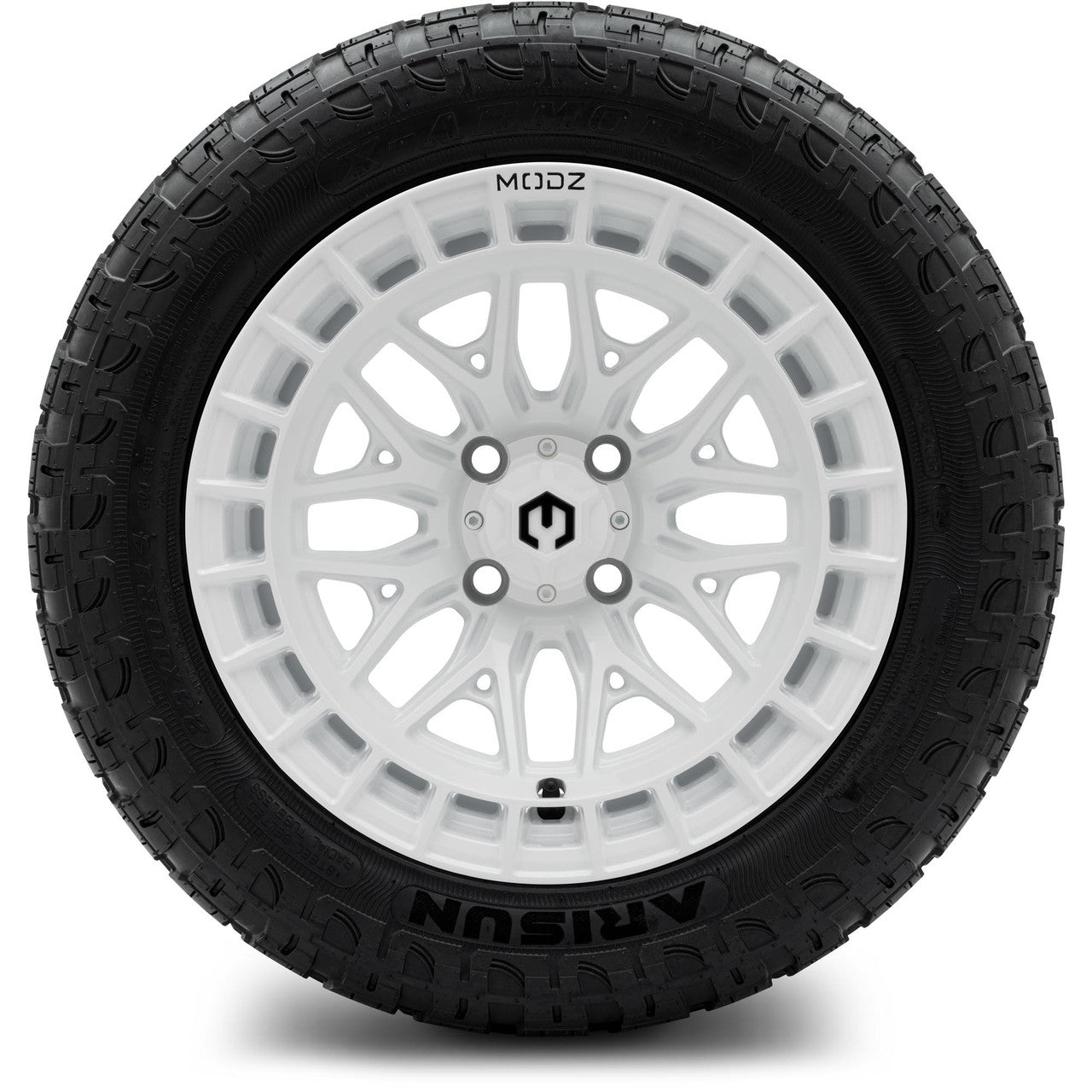 MODZ® 14" Torrent Glossy White Wheels & Off-Road Tires Combo (Arisun X-Trail All-Terrain 23x10-14)