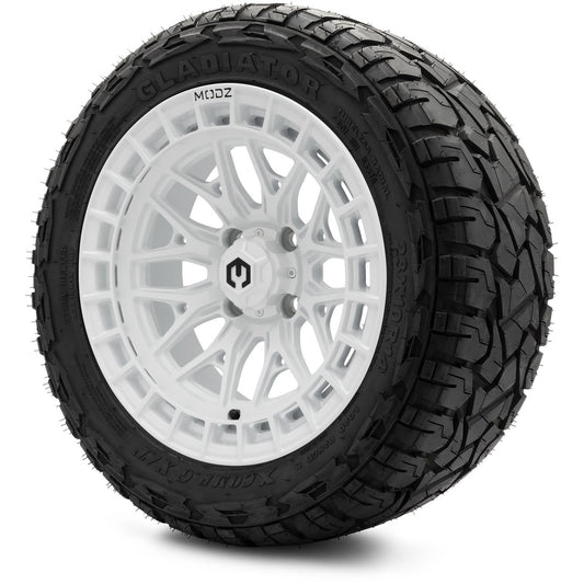 MODZ® 14" Torrent Glossy White Wheels & Off-Road Tires Combo (Xcomp Gladiator 23-10-14 Radial)