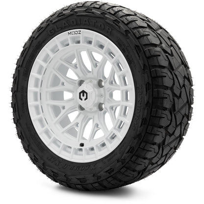 MODZ® 14" Torrent Glossy White Wheels & Off-Road Tires Combo (Arisun X-Armory All-Terrain 23x10-14 Radial)