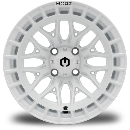 MODZ® 14" Torrent Glossy White Wheels & Street Tires Combo (Arisun X-Sport 205/30-14)