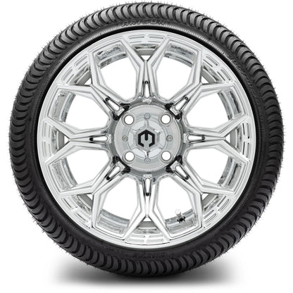 MODZ® 14" Halo Chrome Wheels & Street Tires Combo (Odyssey Tesseract Steel Belted Radial 215/50-14)