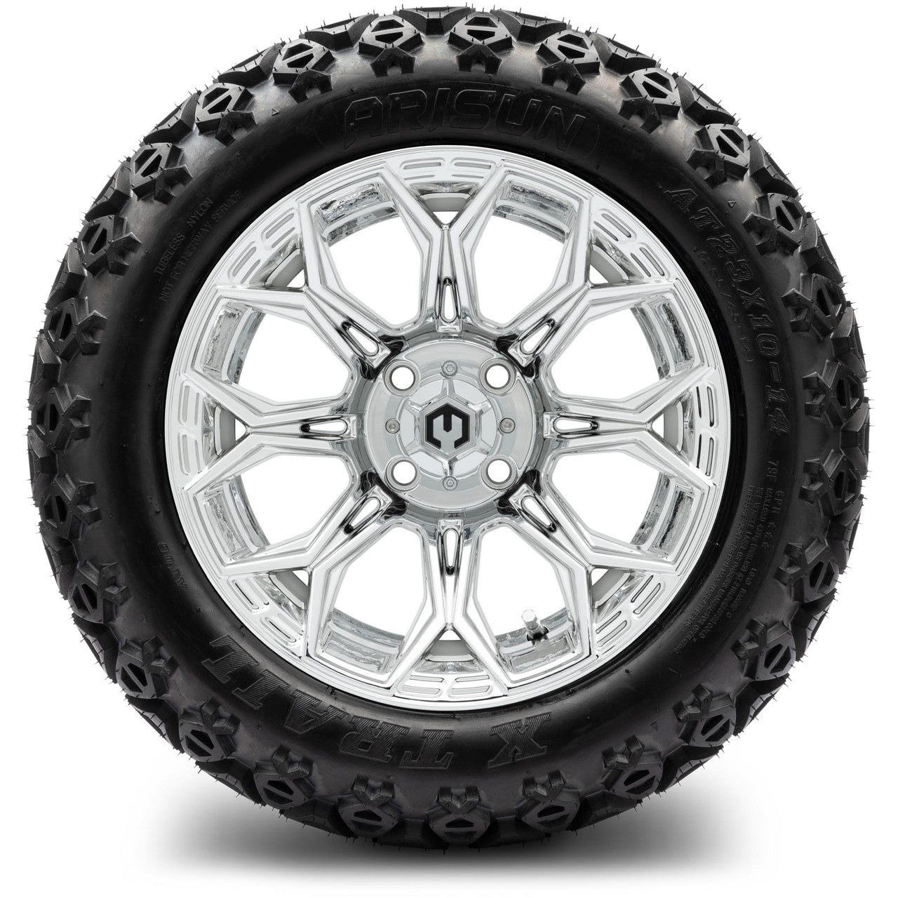 MODZ® 14" Halo Chrome Wheels & Off-Road Tires Combo (Xcomp Gladiator 23-10-14 Radial)