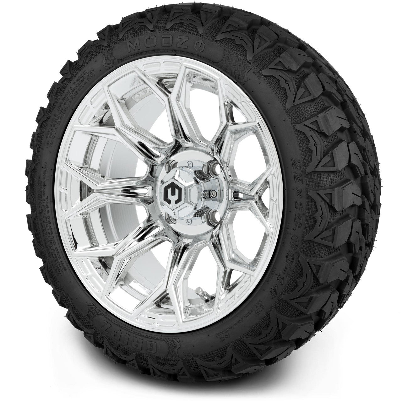 MODZ® 14" Halo Chrome Wheels & Off-Road Tires Combo (Xcomp Gladiator 23-10-14 Radial)