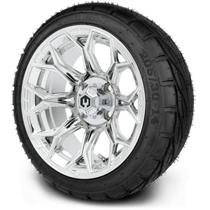 MODZ® 14" Halo Chrome Wheels & Street Tires Combo (MODZ Guardian 205/30-14)