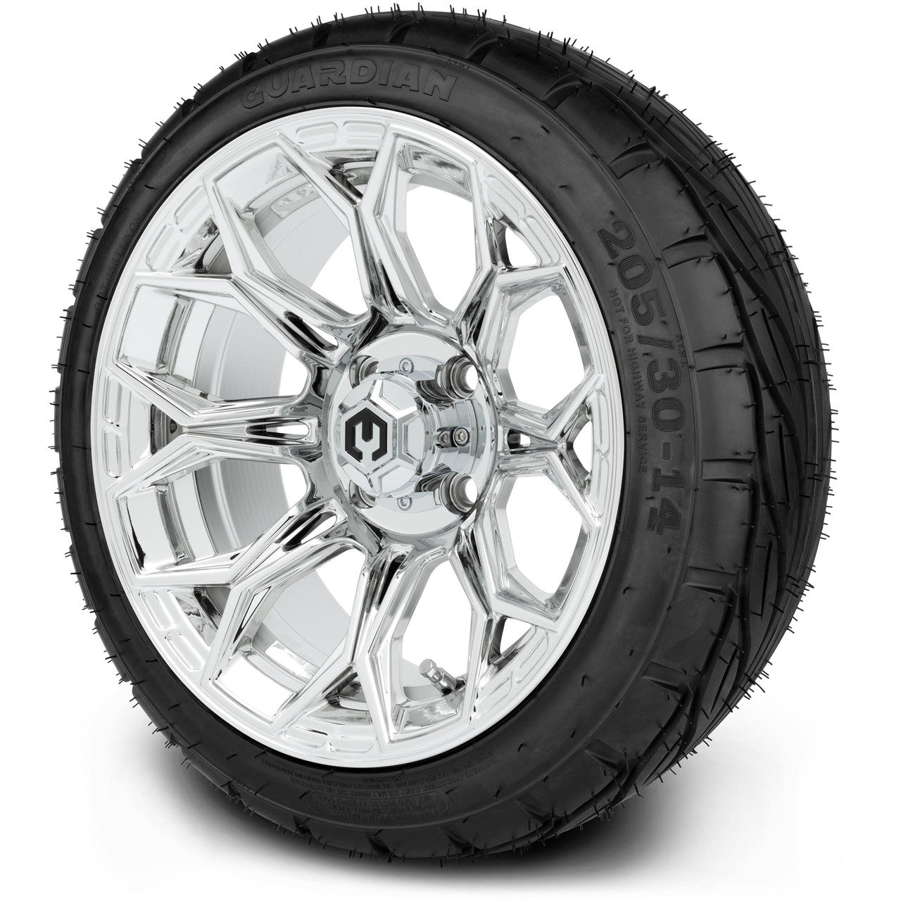 MODZ® 14" Halo Chrome Wheels & Street Tires Combo (Arisun Cruze 205/30-14)