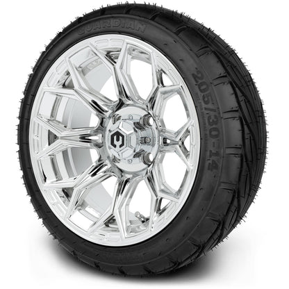 MODZ® 14" Halo Chrome Wheels & Street Tires Combo (Arisun Cruze 205/30-14)