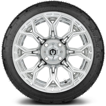 MODZ® 14" Halo Chrome Wheels & Street Tires Combo (Arisun Cruze 205/30-14)
