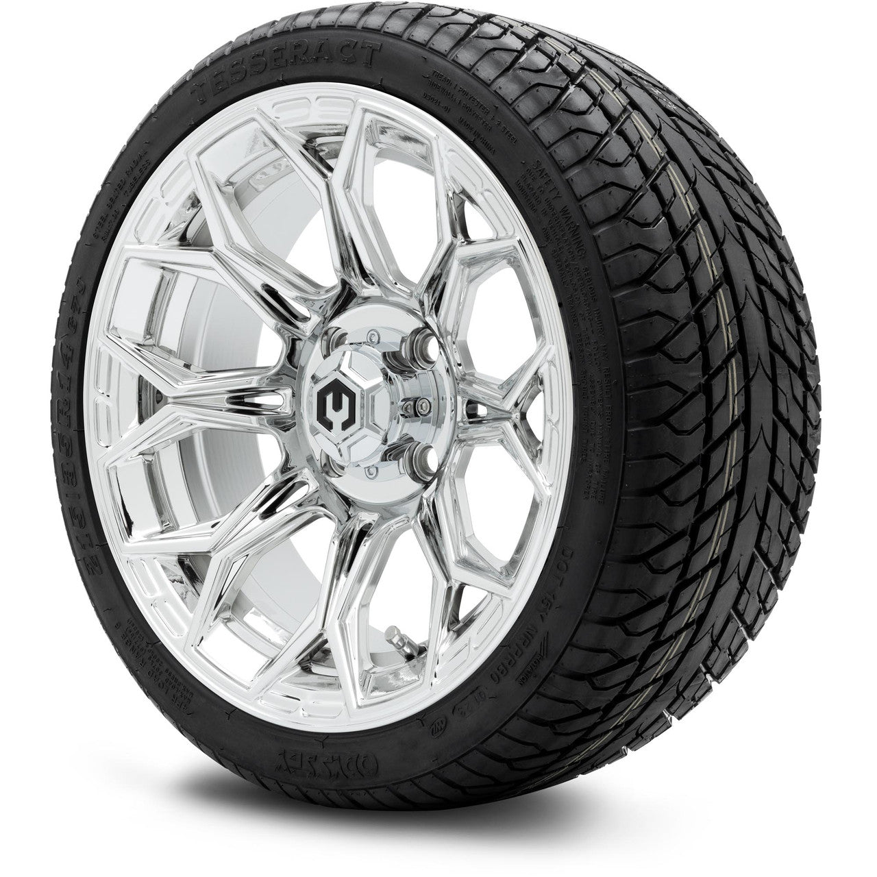 MODZ® 14" Halo Chrome Wheels & Street Tires Combo (Odyssey Tesseract Steel Belted Radial 215/50-14)
