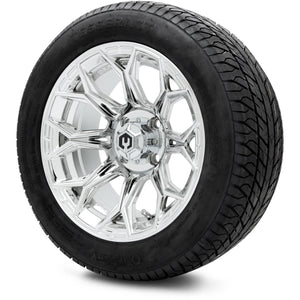 MODZ® 14" Halo Chrome Wheels & Street Tires Combo (Odyssey Tesseract Steel Belted Radial 215/50-14)