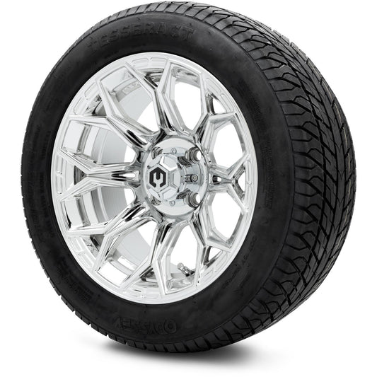 MODZ® 14" Halo Chrome Wheels & Street Tires Combo (Odyssey Tesseract Steel Belted Radial 215/50-14)