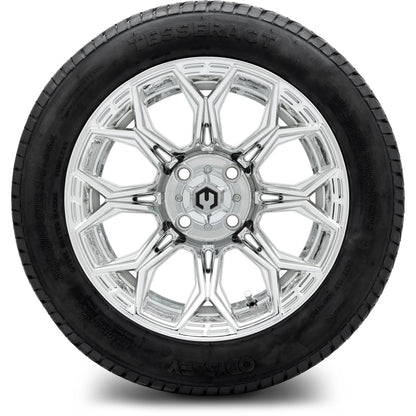 MODZ® 14" Halo Chrome Wheels & Street Tires Combo (Odyssey Tesseract Steel Belted Radial 215/35-14)