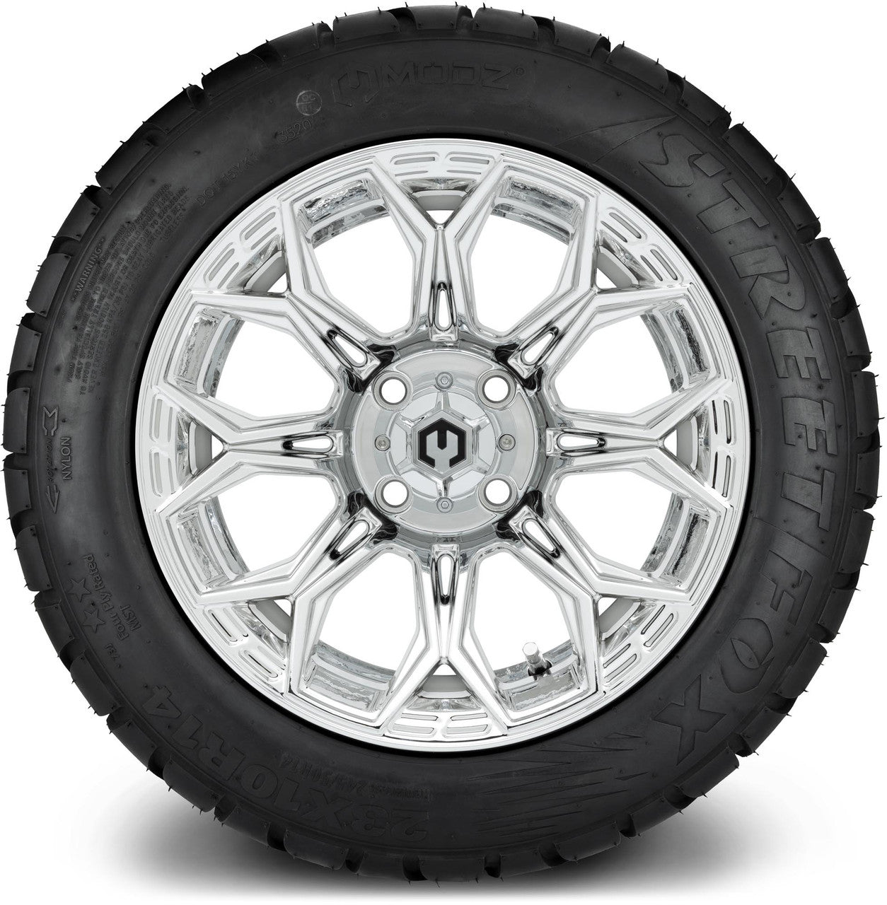 MODZ® 14" Halo Chrome Wheels & Street Tires Combo (MODZ Street Fox Radial 205/40-14)